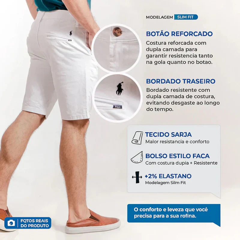 Kit 6 Bermudas RL Sarja Slim (Apenas Hoje)