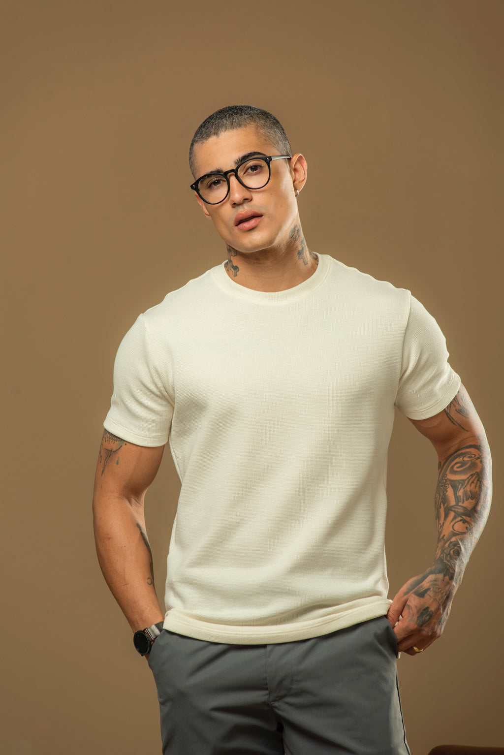 Kit com 5 Camisetas Texturizadas Malha Waffle Milano Velluto - Não amassa, Não desbota e 0 transparência