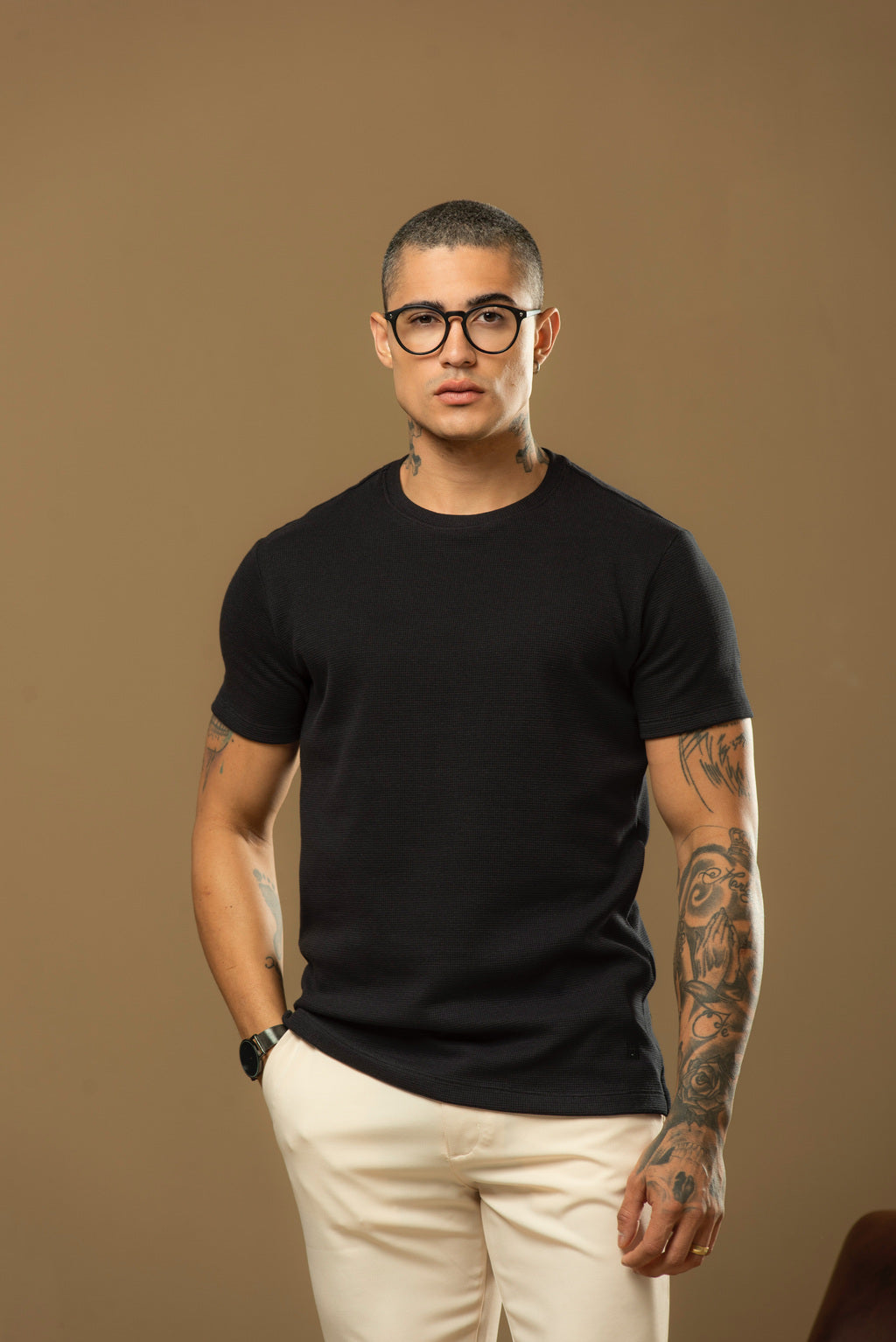 Kit com 5 Camisetas Texturizadas Malha Waffle Milano Velluto - Não amassa, Não desbota e 0 transparência