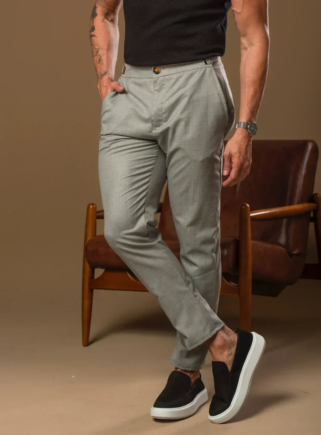 Kit com 3 Calças Alfaiataria Masculina Mônaco com Ajuste